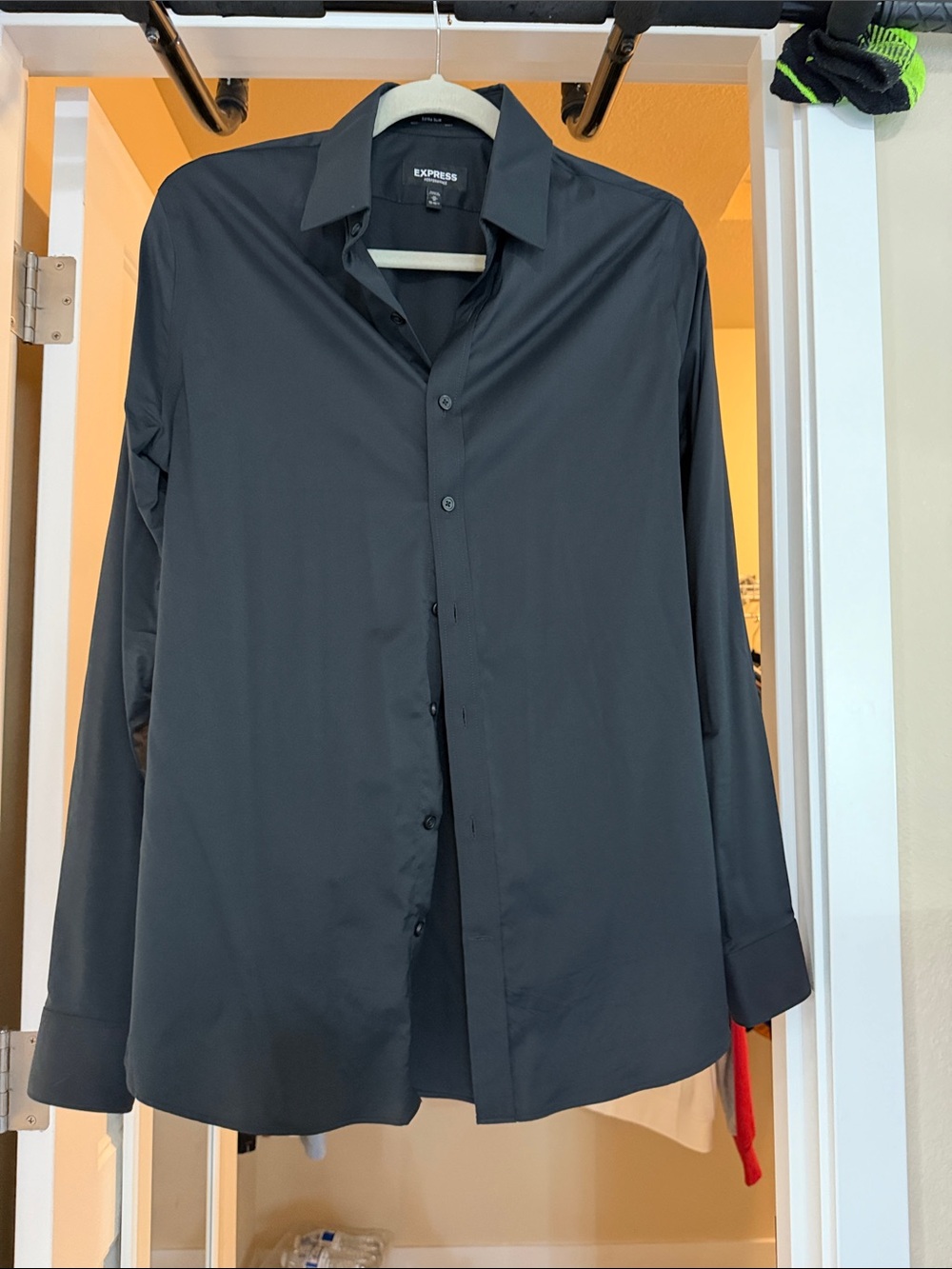 Express Men's Black Long-Sleeve Dress Shirt